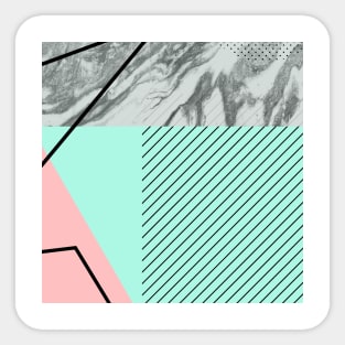 Grey marble green pink background Sticker